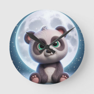 Horloge Ronde Panda Dreams sur la Lune