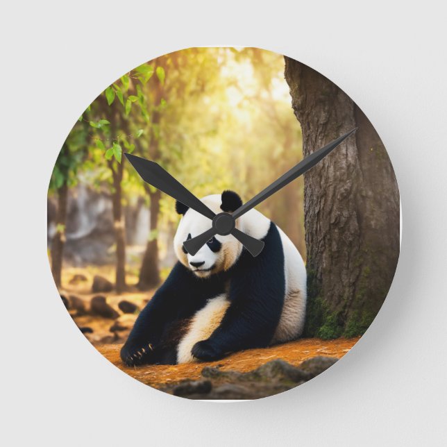 Horloge Ronde Panda in Thought – Peaceful Tree-Side Reflection T (Recto)