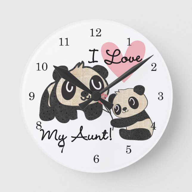 Horloge Ronde Pandas I Love My Tante (Recto)