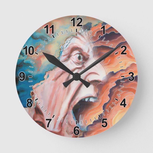 Horloge Ronde Panic Waves peinture à l'huile (Recto)