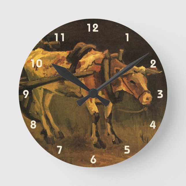 Horloge Ronde Panier avec boeuf rouge et blanc par Vincent van G (Recto)
