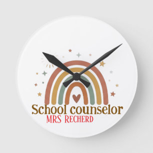 Horloge Ronde Panneau de Conseiller Scolaire Bohème Arc-en-Ciel