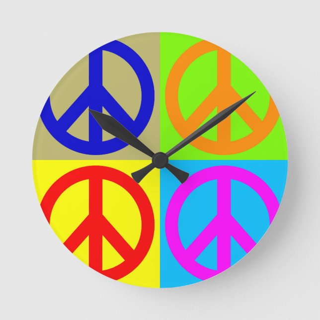 Horloge Ronde Panneau de paix Art pop quatre couleurs (Recto)