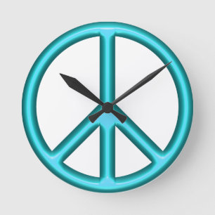 Horloge Ronde Panneau de paix bleu