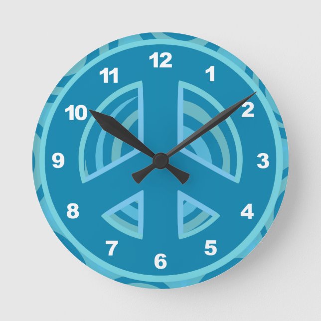 Horloge Ronde Panneau de paix bleu (Recto)