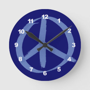 Horloge Ronde Panneau de paix bleu