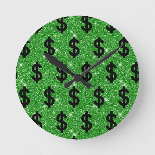 Horloge Ronde Panneau Dollar Noir Argent Entrepreneur Wall Stree (Recto)