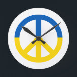 Horloge Ronde Panneau SYMBOLE DE LA PAIX Ukraine Bleu Jaune Drap<br><div class="desc">Paix pour l'Ukraine 💙 💛</div>