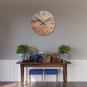 Horloge Ronde Panneaux en bois Brown