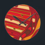 Horloge Ronde Panneaux orange Abstraits<br><div class="desc">Un rêve surréaliste,  ces panneaux orange abstraits aux couleurs vives ressemblent à de la cire fondue qui coule à travers une toile. Création de Jennifer Goldberger,  cette oeuvre est extraordinaire dans son utilisation imaginative de la couleur et des lignes. Commandez les vôtres dès aujourd'hui !</div>