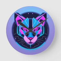 Panthère néon futuriste au visage en art géométriq