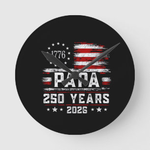 Horloge Ronde Papa américain drapeau 250 ans 4 juillet Gran