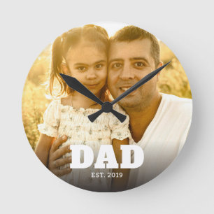 Horloge Ronde Papa Texte Photo Moderne Gras