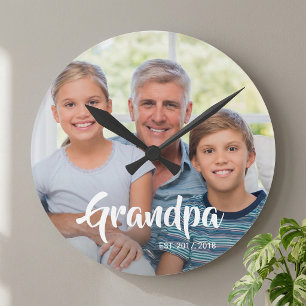Horloge Ronde Papi a établi une photo de script blanc moderne