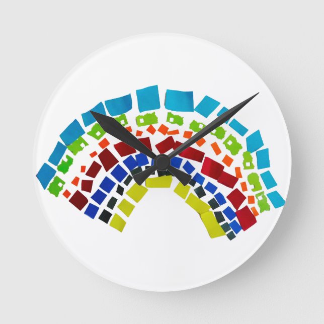 Horloge Ronde Papier arc en ciel (Recto)