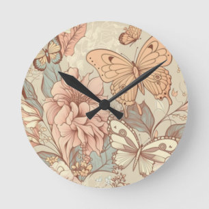 Horloge Ronde Papier de papier de mouchoir et de fleurs