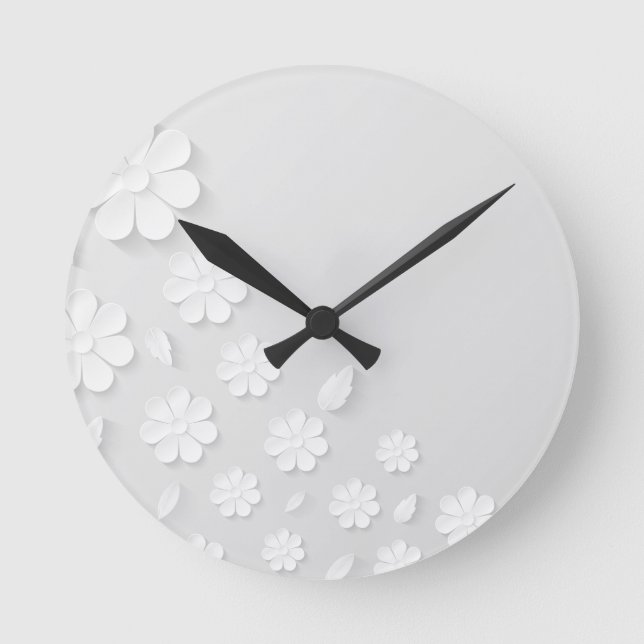 Horloge Ronde papier-fleur-arrière - plan-blanc (Recto)