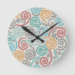 Horloge Ronde Papier fripé par fantaisie de broderie