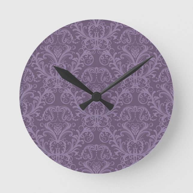 Horloge Ronde Papier peint à fleurs mauves 2 (Recto)