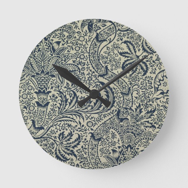 Horloge Ronde Papier peint avec style marine bleu algue (Recto)