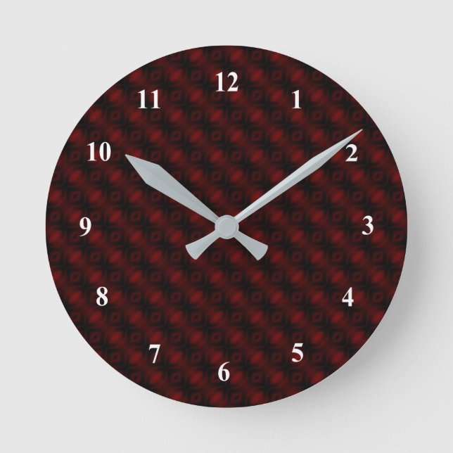 Horloge Ronde Papier peint en velours rouge vintage Design abstr (Recto)