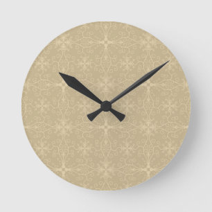 Horloge Ronde Papier peint floral beige