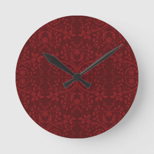 Horloge Ronde Papier peint floral rouge détaillé