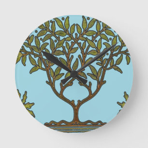 Horloge Ronde Papier peint frise d'arbre de William Morris