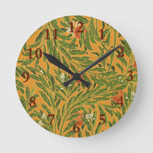 Horloge Ronde Papier peint Vintage Orange Tree Motif Art Nouveau