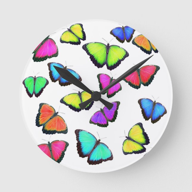 Horloge Ronde Papillon arc-en-ciel (Recto)