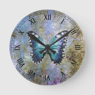 Horloge Ronde Papillon de la galaxie bleue