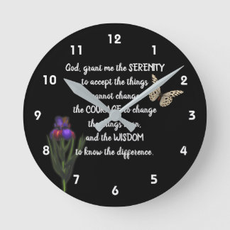 Horloge Ronde Papillon Fleur Prière Sérénité Inspiration