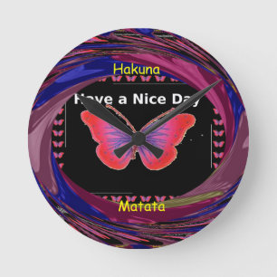 Horloge Ronde "Papillon Hakuna Matata" Inspirant - Belle Journée