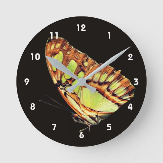Horloge Ronde Papillon jaune nature (Recto)