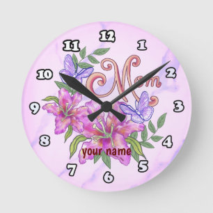 Horloge Ronde Papillon Lily Maman