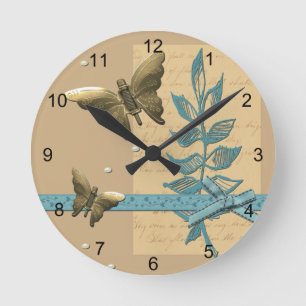 Horloge Ronde Papillon métallique Steampunk