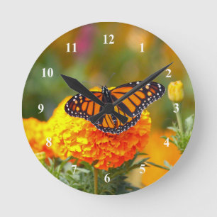 Horloge Ronde Papillon monarque Orange Marigold Photo