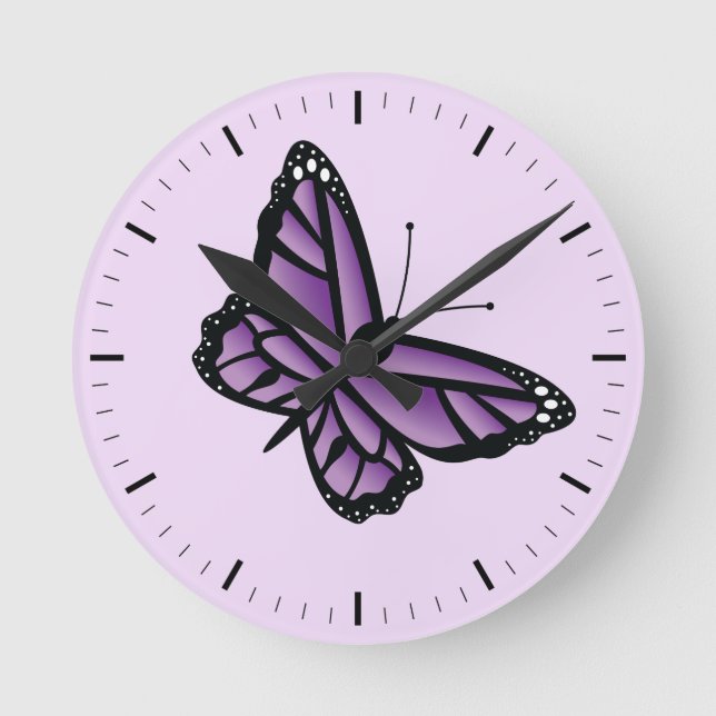 Horloge Ronde Papillon Violet (Recto)