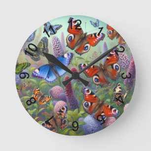 Horloge Ronde Papillons