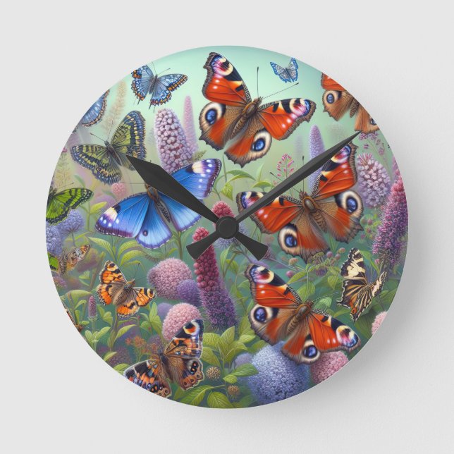 Horloge Ronde Papillons (Recto)