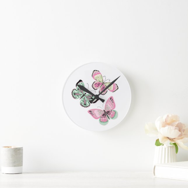 Horloge Ronde Papillons doux d'été (Maison)