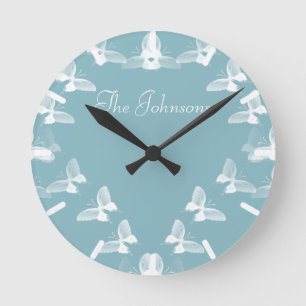 Horloge Ronde Papillons en vol
