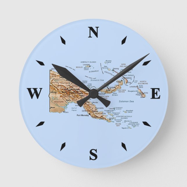 Horloge Ronde Papouasie Nouvelle-Guinée Map Clock (Recto)