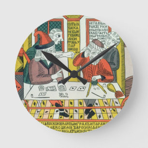 Horloge Ronde Paramoshka et Savoska (copie de gravure sur bois)
