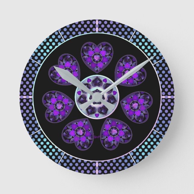 Horloge Ronde Parapluie violet & coeurs .7 (Recto)