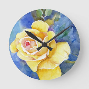 Horloge Ronde Parfaite Rose Yellow à Watercolor