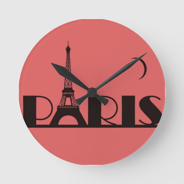 Horloge Ronde "Paris" Coral-Melon & Black (Recto)