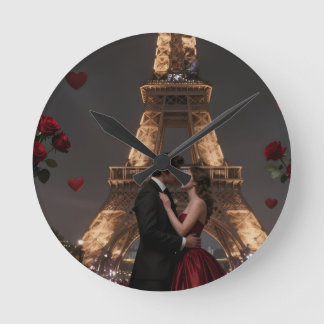 Horloge Ronde Parisian Valentines Day