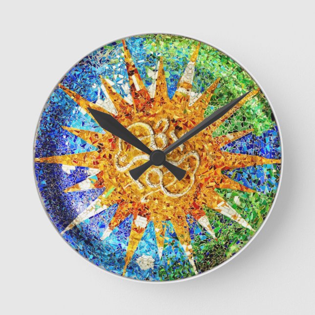 Horloge Ronde Park Guell Mosaics Wall Clock (Recto)