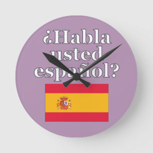 Horloge Ronde Parles-tu espagnol ? en espagnol. Fanion